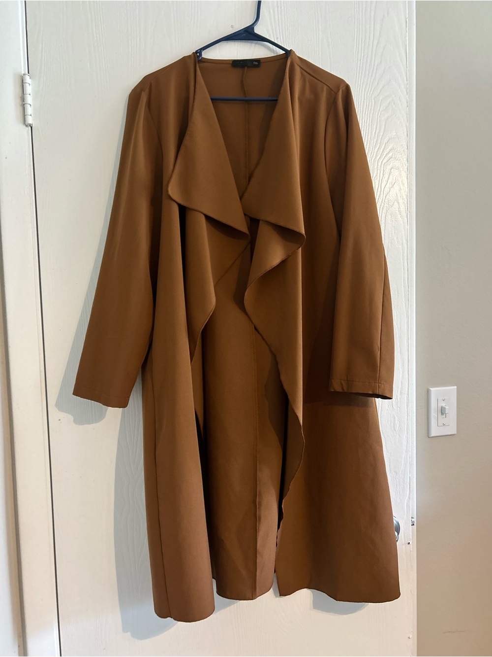 Shein Draped Open Front Trench Coat in Camel Brown